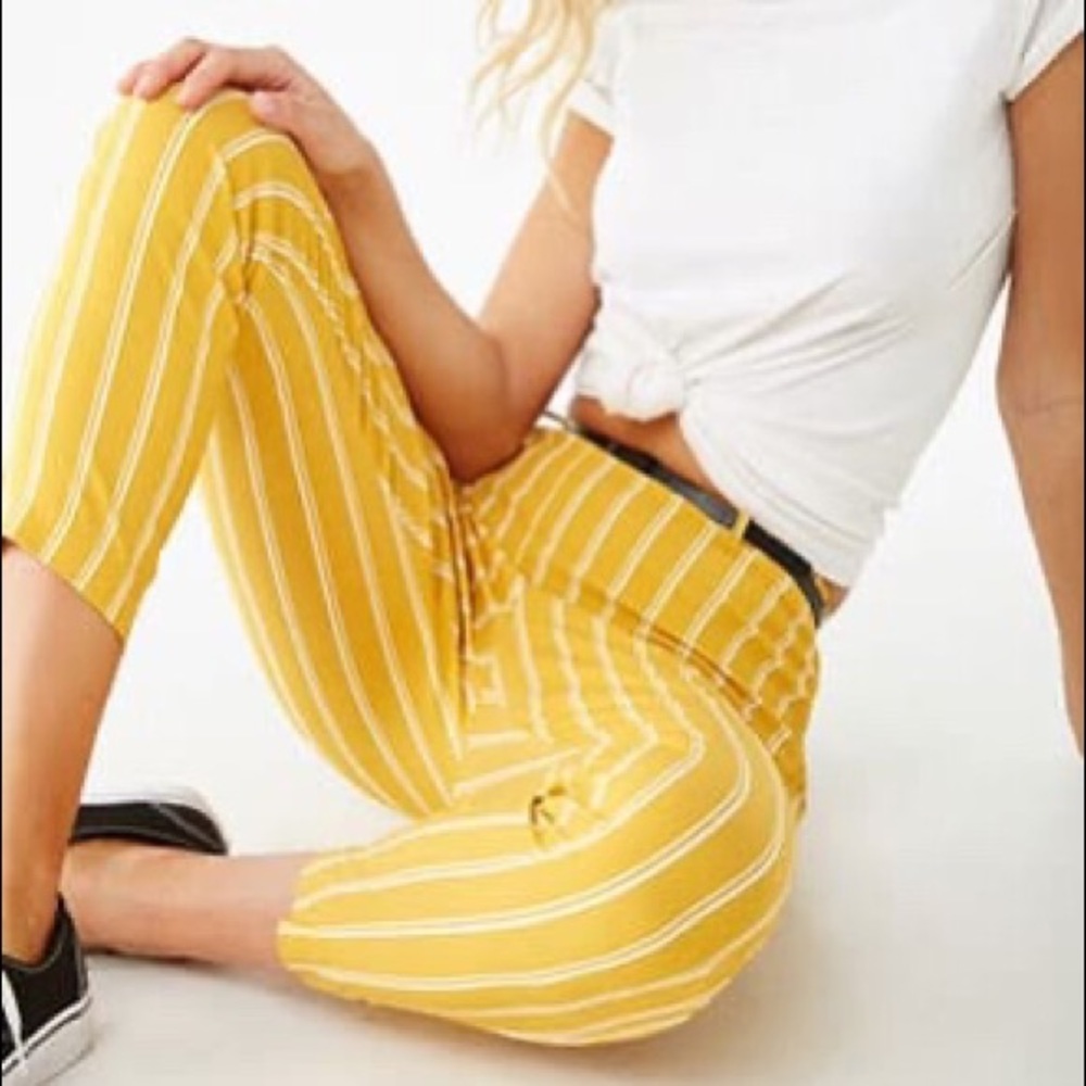 Striped Yellow and white  Ankle Pants